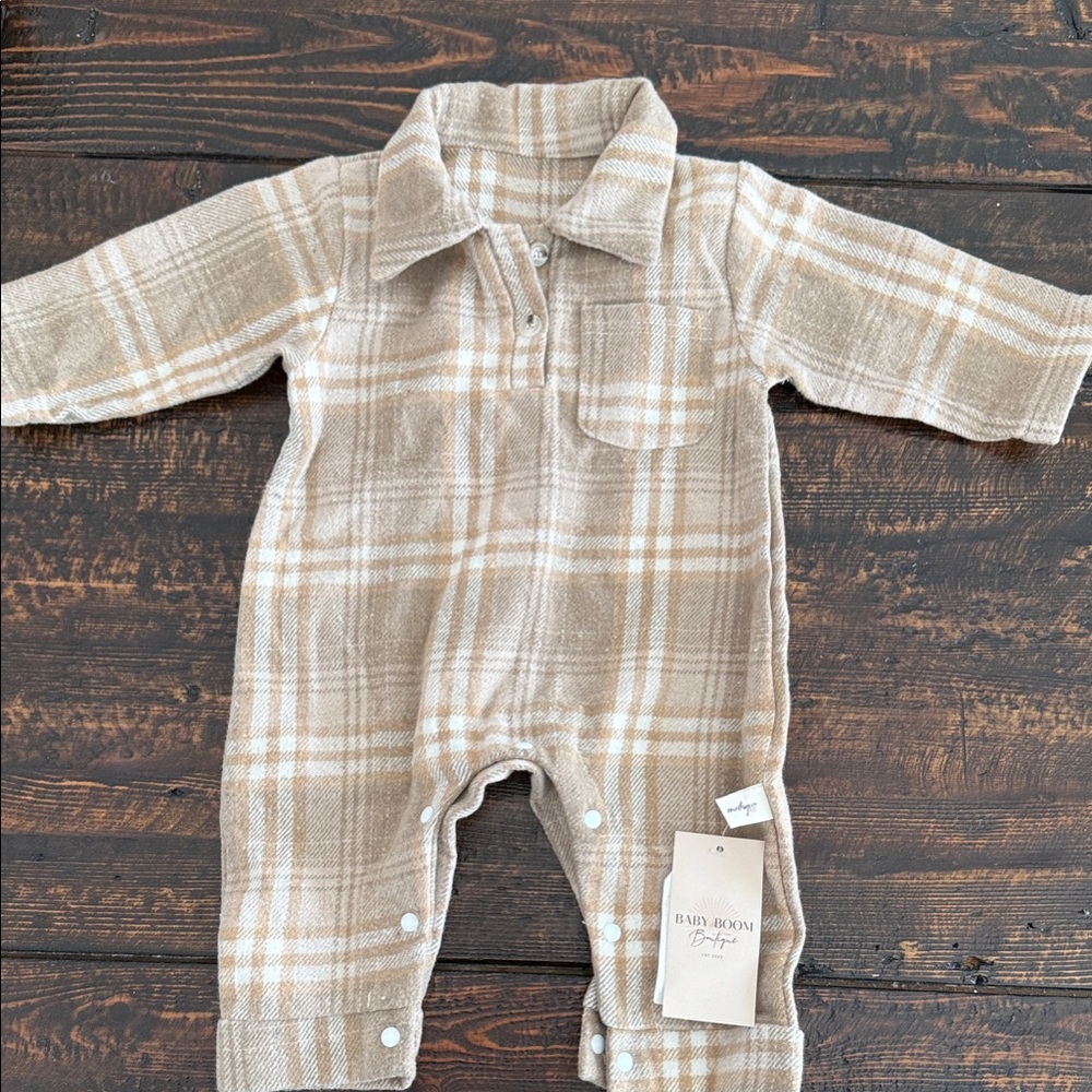 Khaki Plaid flannel One Piece